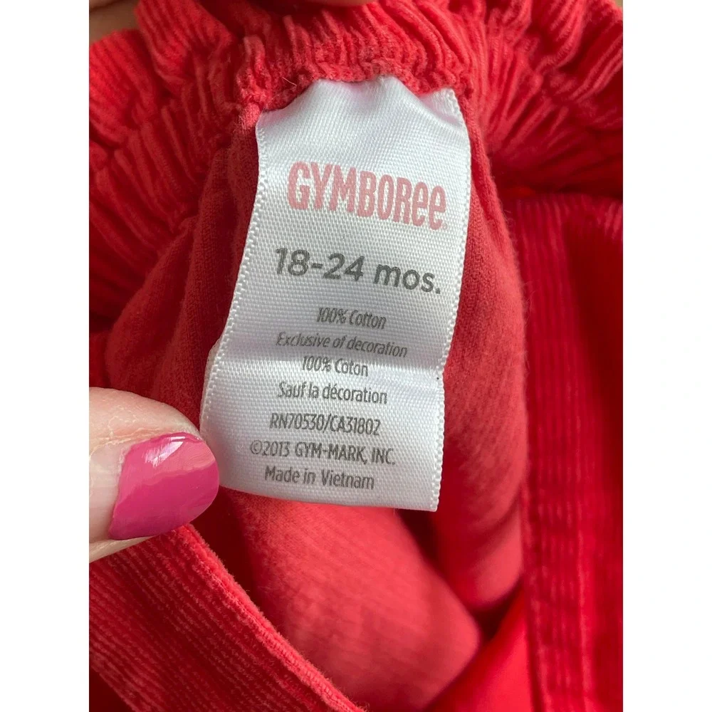 Gymboree 2013 Red Corduroy Owl Overalls‎ Jumper Dress - Sz 18-24 Months